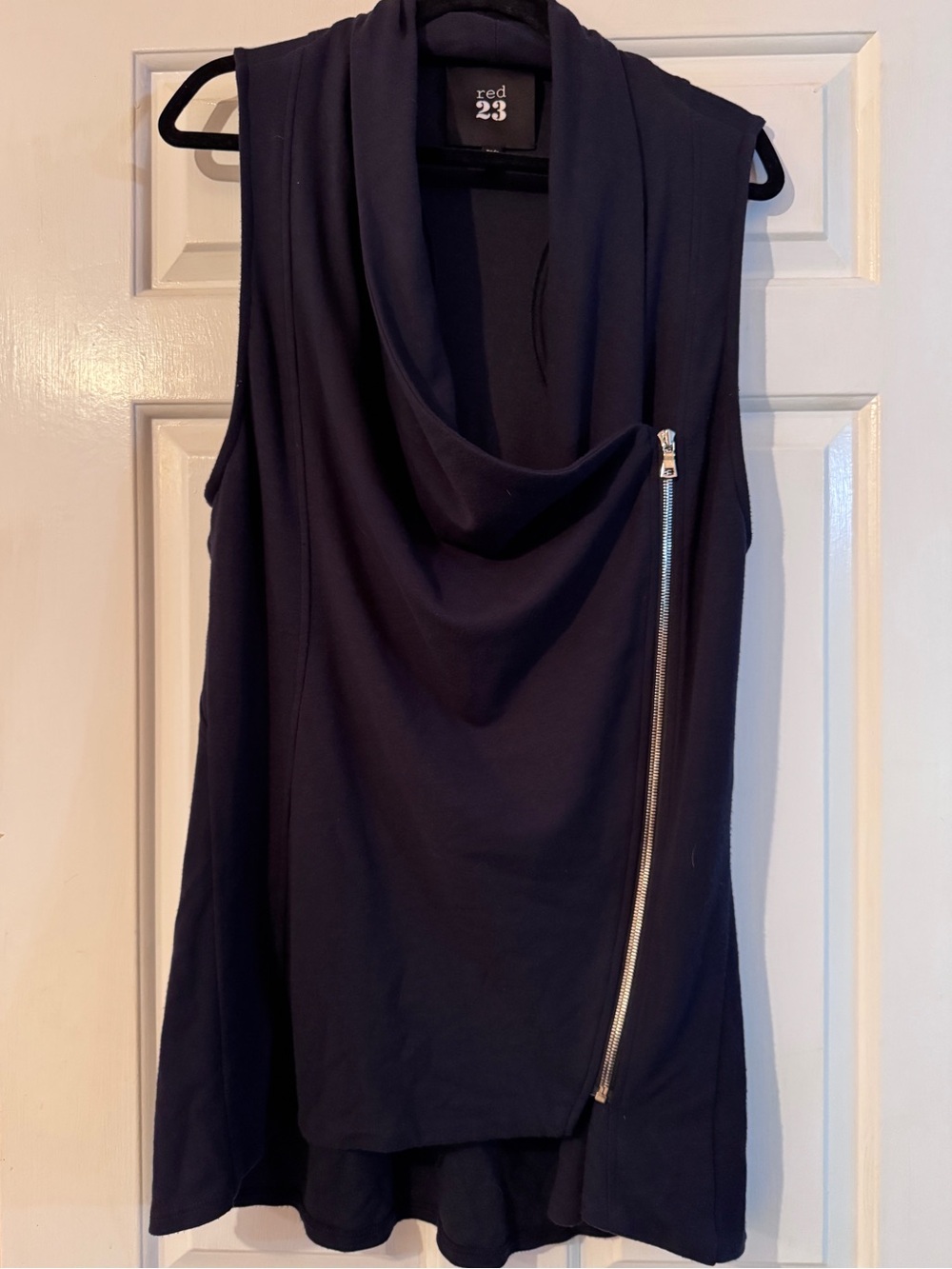 Red 23 Asymmetrical Zip Vest Navy Blue Size Medium EUC
